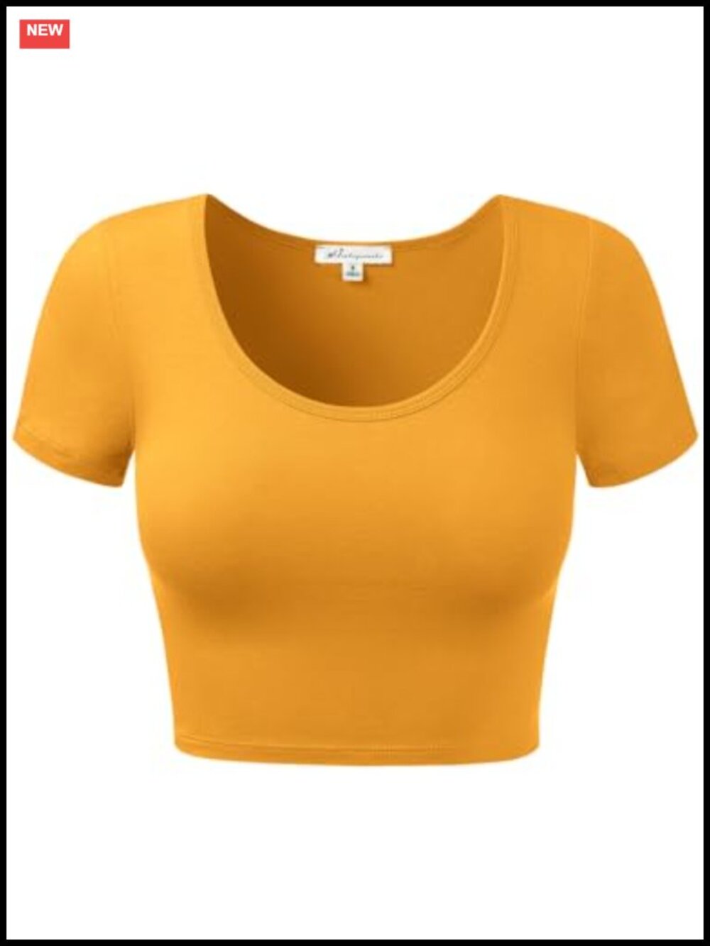 Women's Cotton Scoop Neck Crop Top Short Sleeve Casual Shirt
